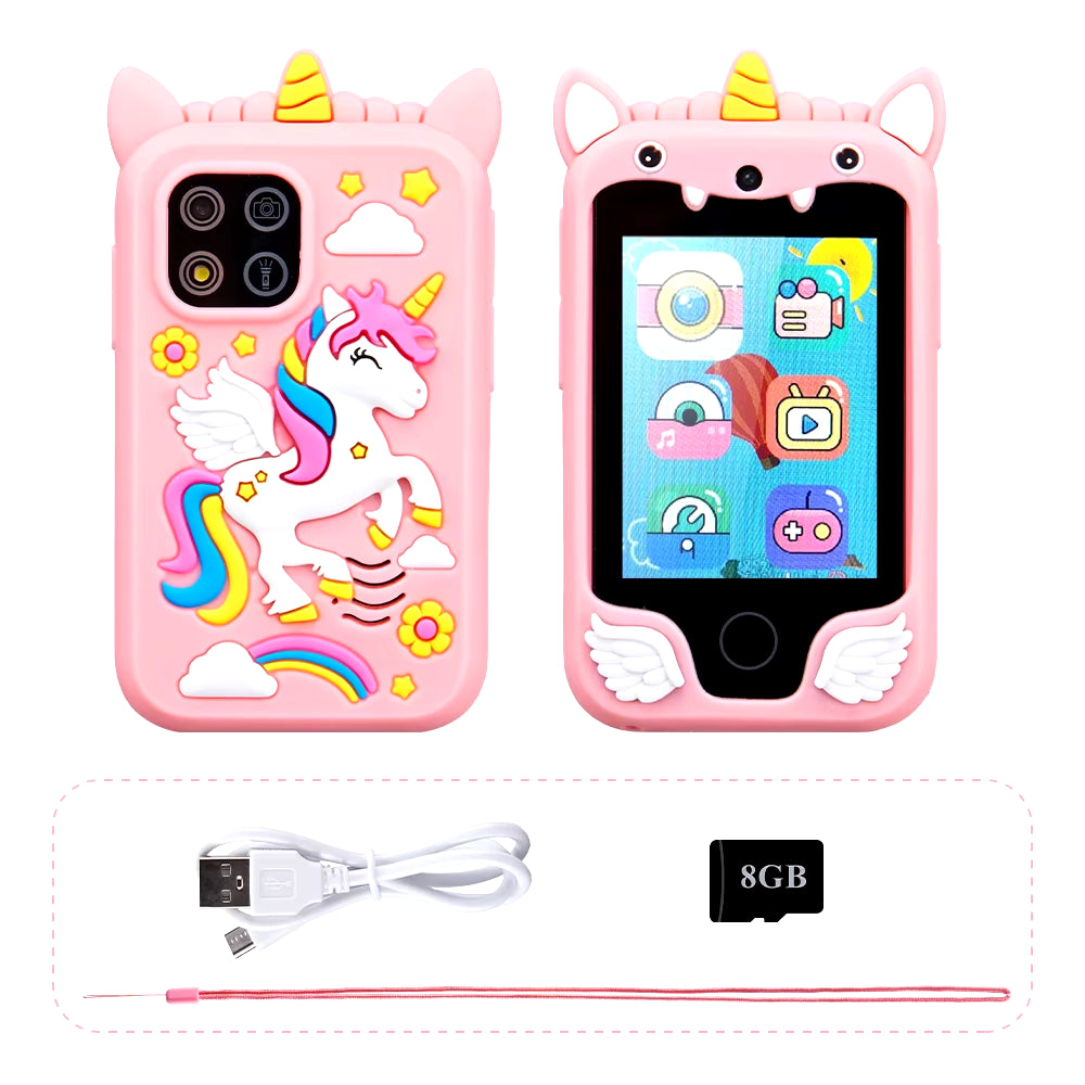 Kids Muscial Smart Phone Toys Cartoon Unicorn Touchscreen Baby Mobile for Girls Boys Educational Toys Birthday Christmas Gifts