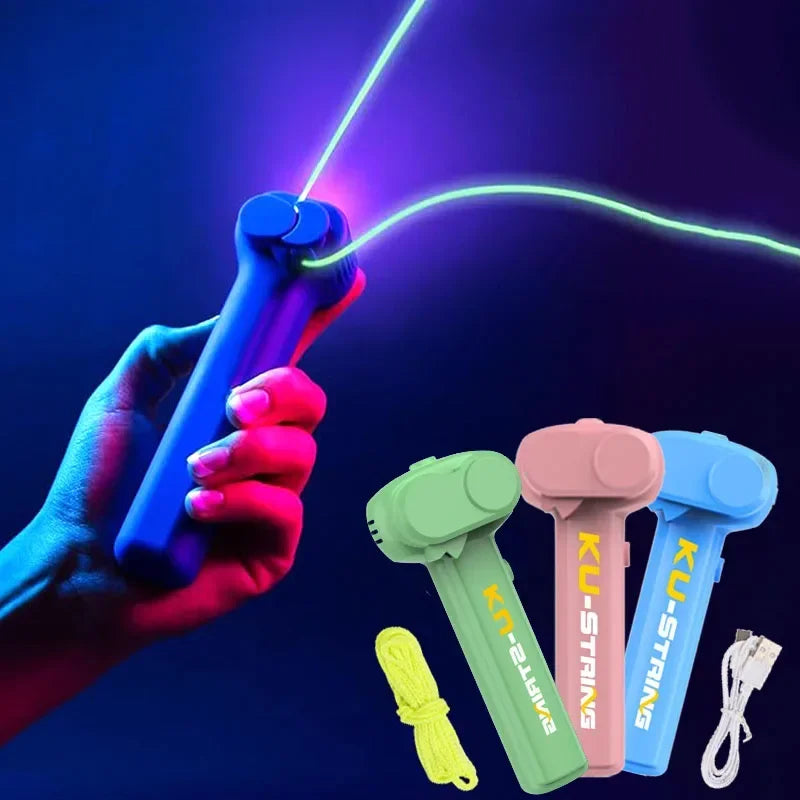 Light Toy String Glow in the Dark String Rope Launcher Luminous Portable Handheld String Stress Relief Toys for Kids Party Gifts