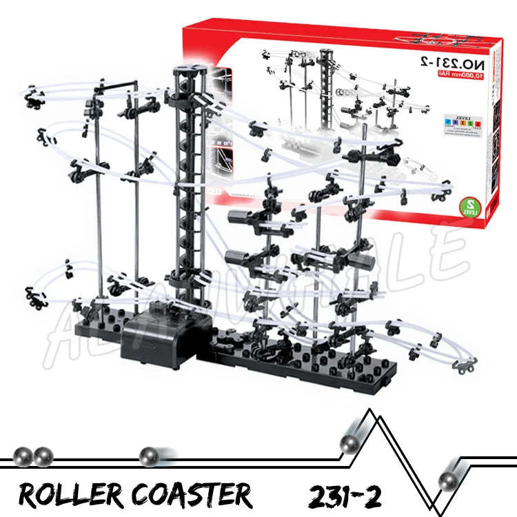 1000cm Rail Level 2 Marble Run Race Roller Coaster Night Luminous Model Building Boys STEM Learning toys Rolling ball Sculpture