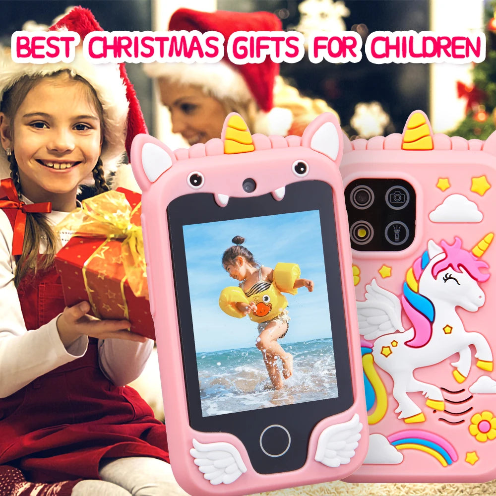 Kids Muscial Smart Phone Toys Cartoon Unicorn Touchscreen Baby Mobile for Girls Boys Educational Toys Birthday Christmas Gifts